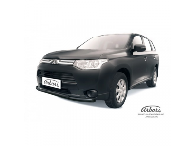 Защита переднего бампера Arbori d57+d42 двойная черная MITSUBISHI OUTLANDER 2013-2014 от ARBORI Защита переднего бампера Arbori d57+d42 двойная черная MITSUBISHI OUTLANDER 2013-2014